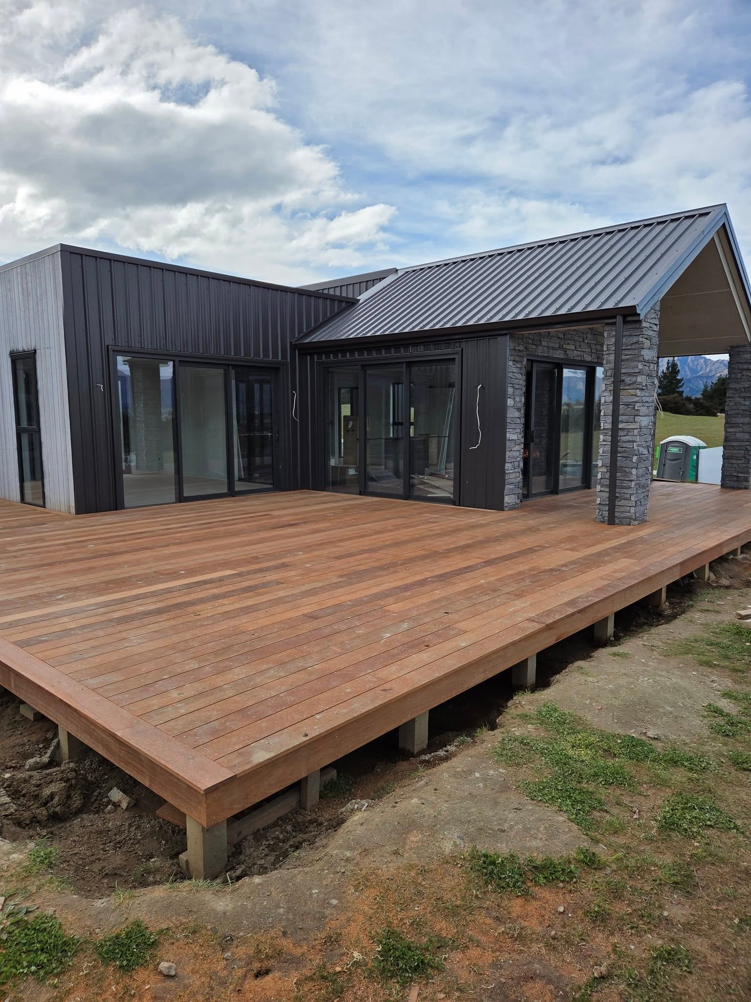 Large timber deck with glass balustrade, Queenstown