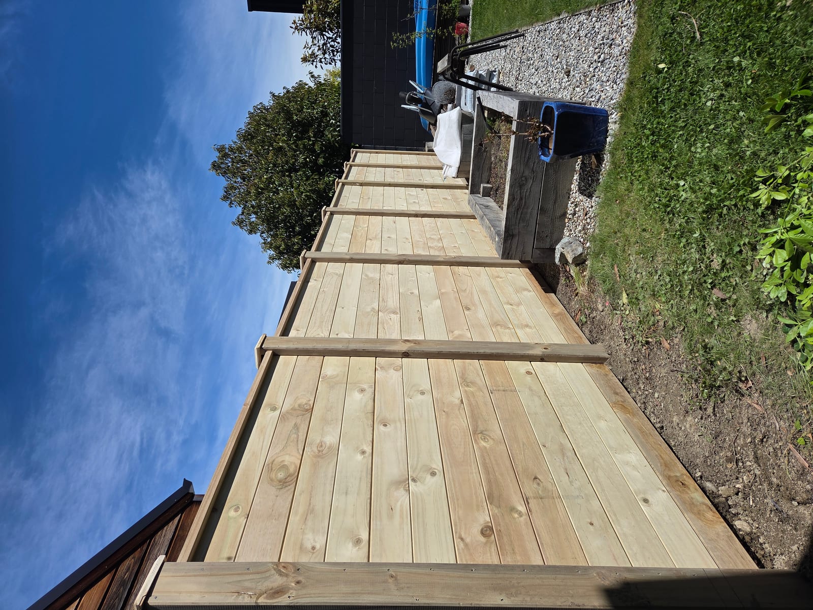 Timber deck build in progress